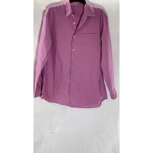 MUJI Men's Light Purple Hemp Blend Regular-Fit Button-Up Long Sleeve Shirt SZ S